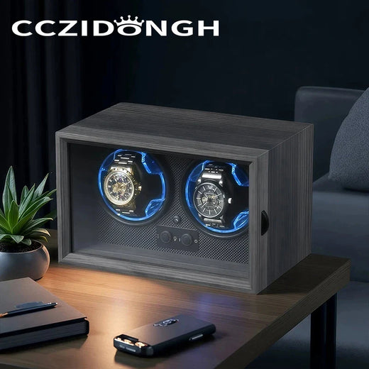 4-Watch Winder – Wood with Mabuchi Motor & LED Light