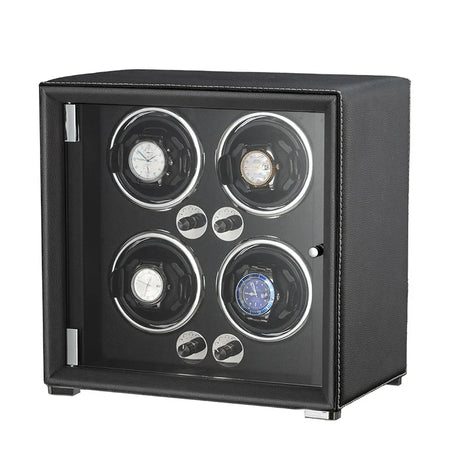6-Watch Winder – Orange Leather, 5 Speeds, Auto-Stop Door