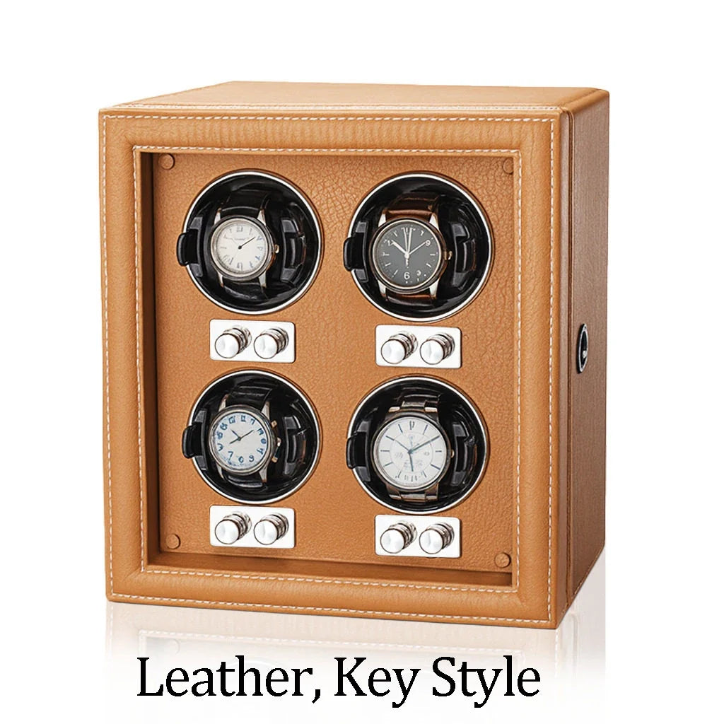 3-Watch Winder – PU Leather with Glass Door & Lock