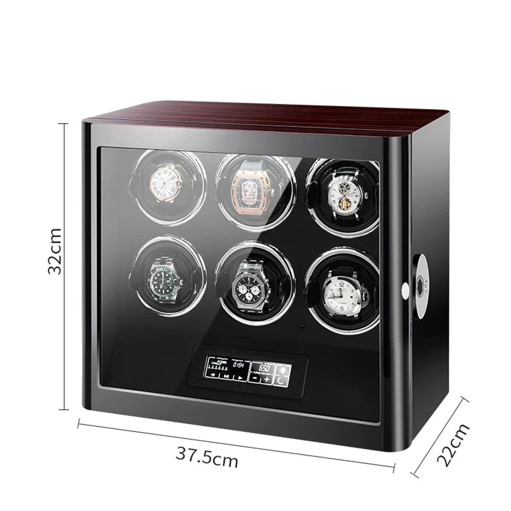 9-Watch Winder – Wood Cabinet, Fingerprint Lock
