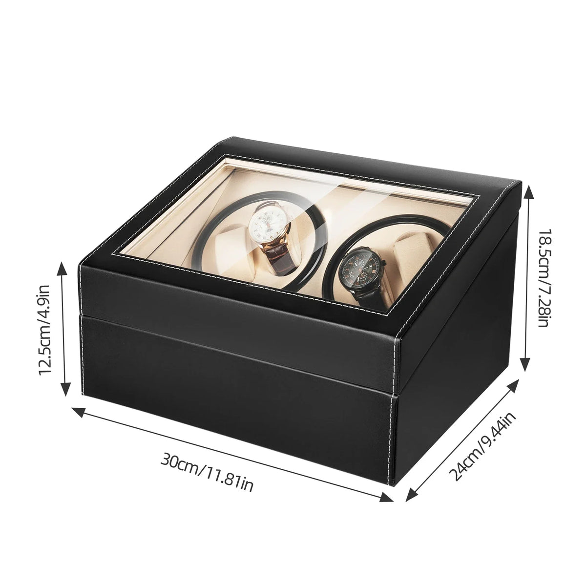 Single Watch Winder – Compact Brown PU Leather