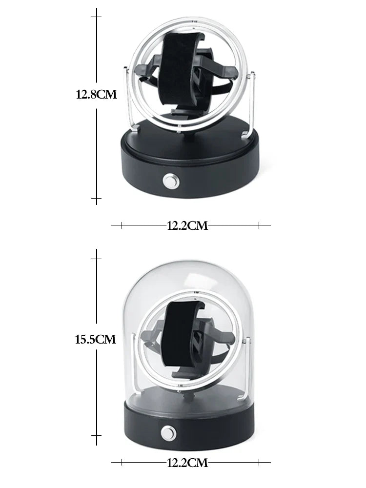 Watch Winder – Compact Metal Display Case, Silver, Mabuchi Motor