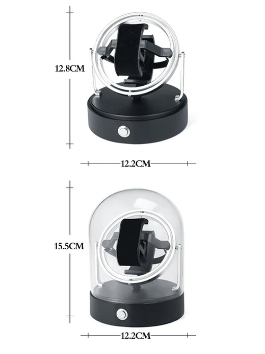 Watch Winder – Compact Metal Display Case, Black, Mabuchi Motor