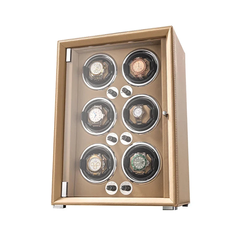 2-Watch Winder – Gray Leather, 5-Speed Silent Motor