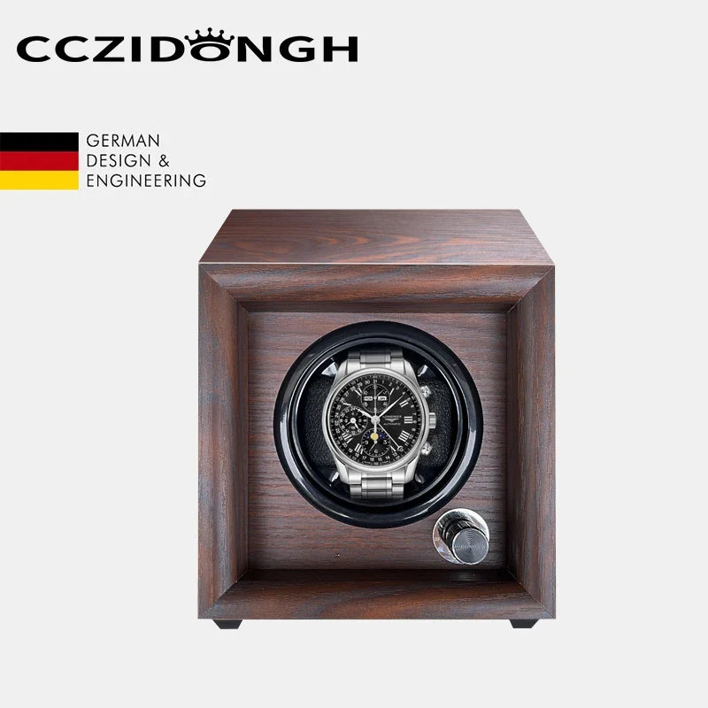 2-Watch Winder – Wood Case, LED Light & Auto-Stop Sensor