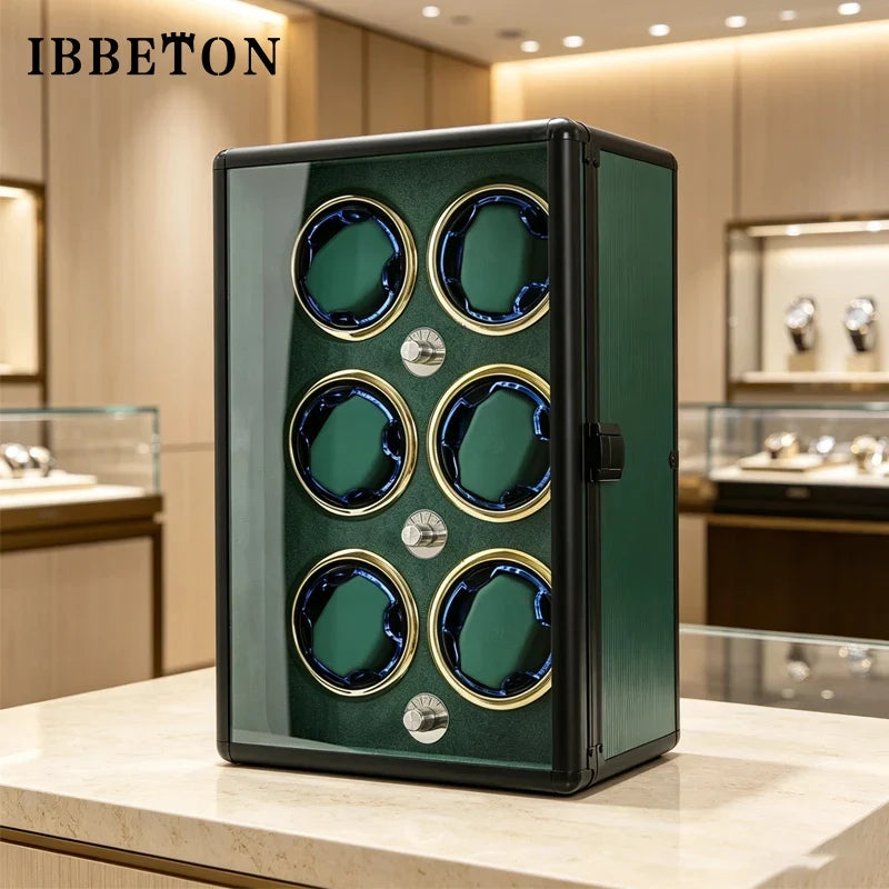 2-Watch Winder – Green Aluminum, Silent Motor & LED