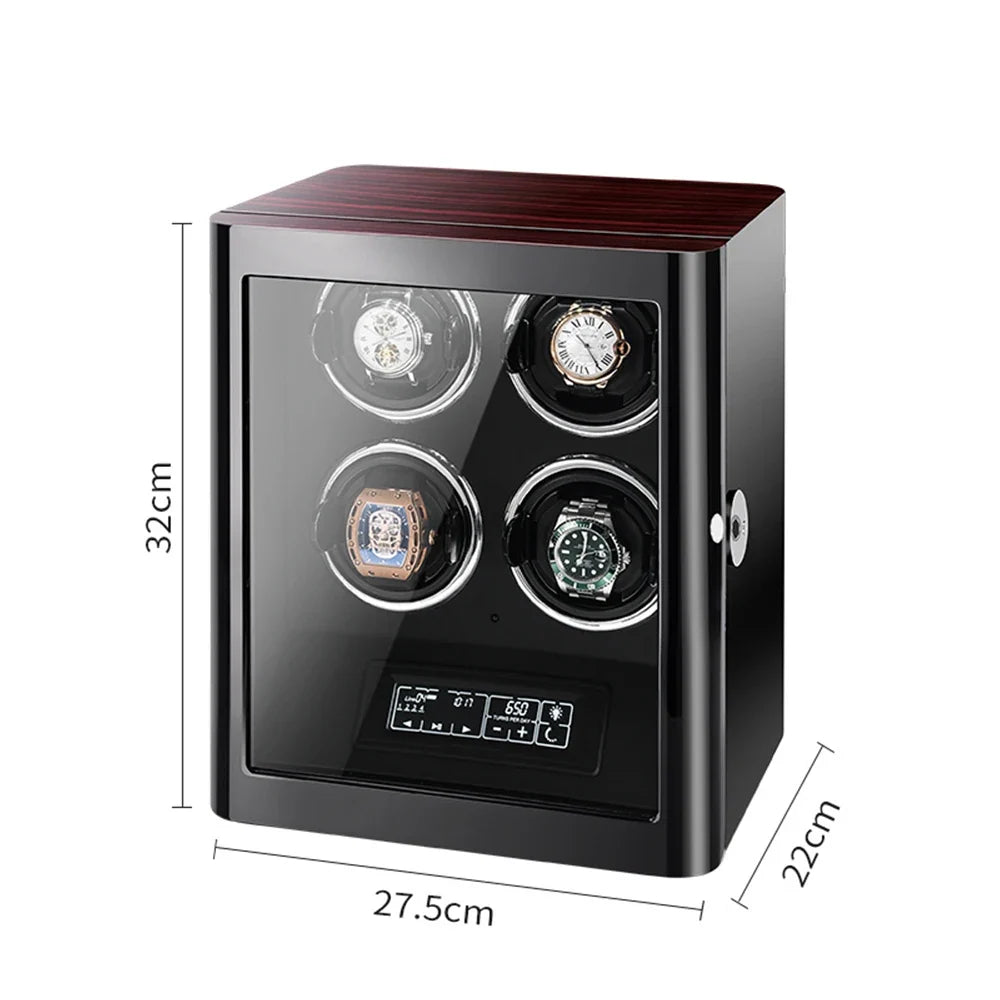 9-Watch Winder – Wood Cabinet, Fingerprint Lock