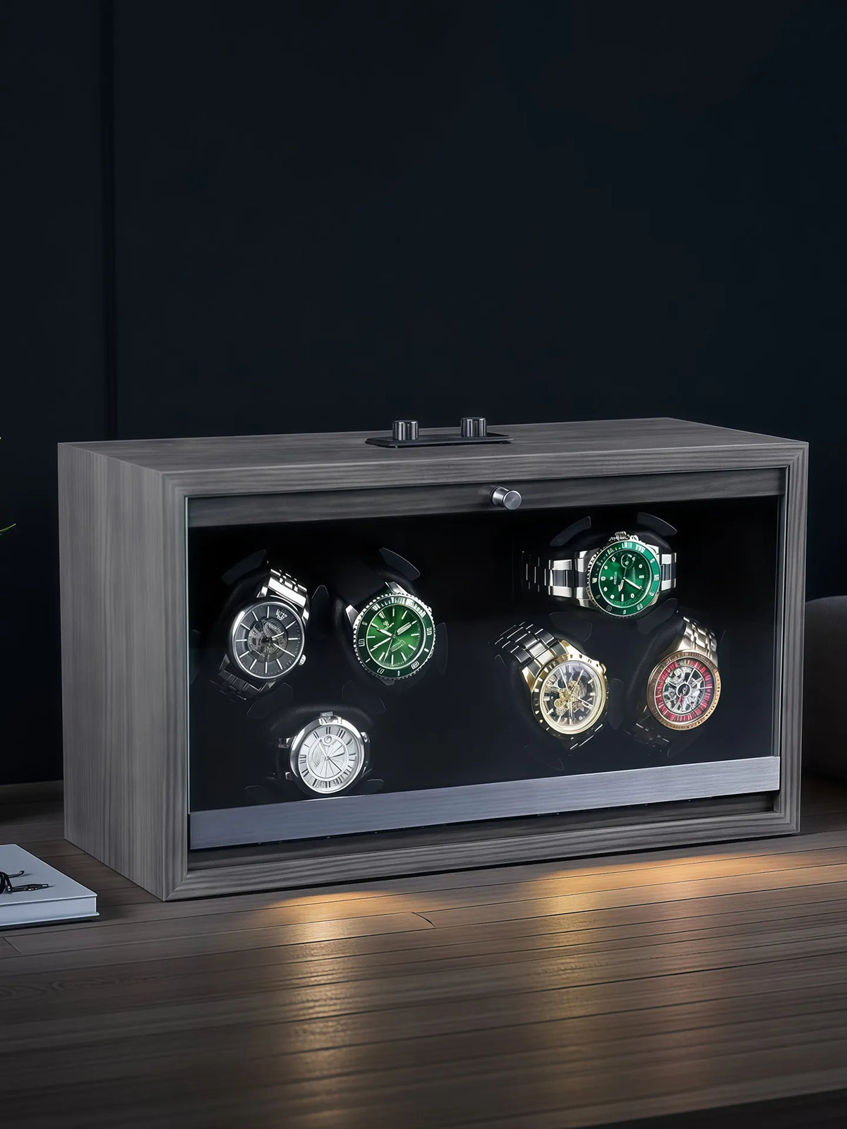 6-Watch Winder – Black Walnut, Silent Mabuchi Motor