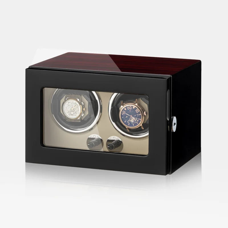 4-Watch Winder – Wood Box, Gyroscopic Rotation & LED