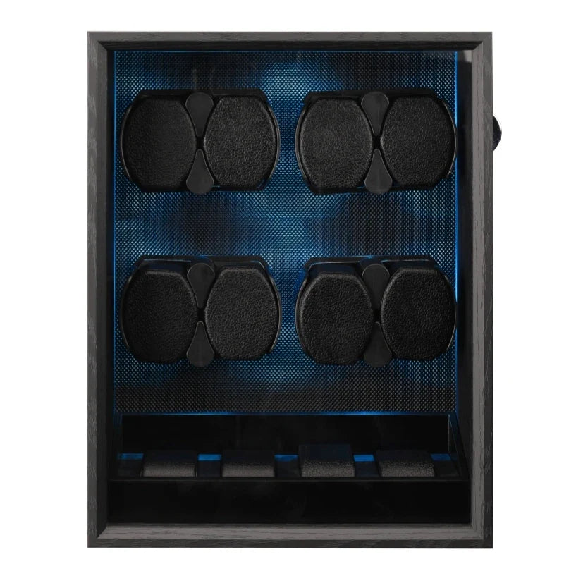 2-Watch Winder – Compact Black Wood with LED Backlight