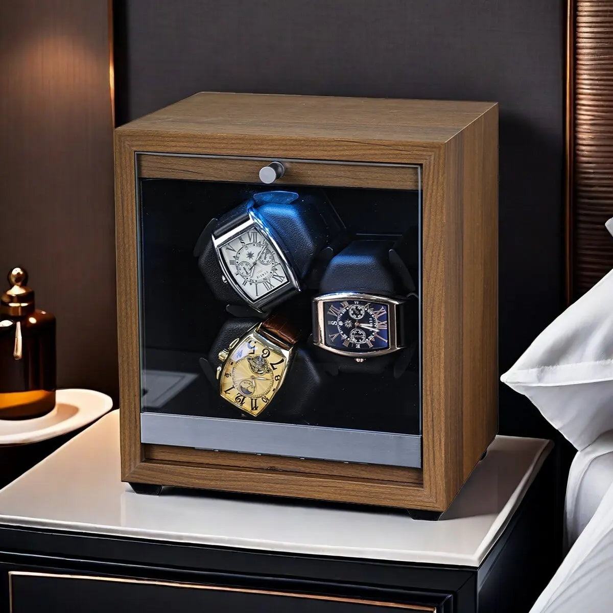 6-Watch Winder – Black Walnut, Remote Control & 6 Speeds
