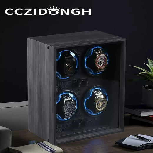 4-Watch Winder – Wood with Mabuchi Motor & LED Light