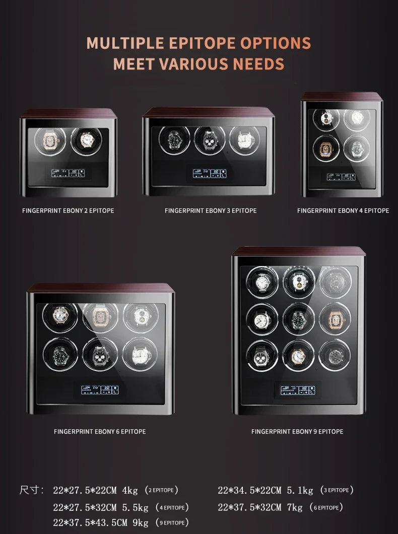 3-Watch Winder – Wood Case with Fingerprint Lock