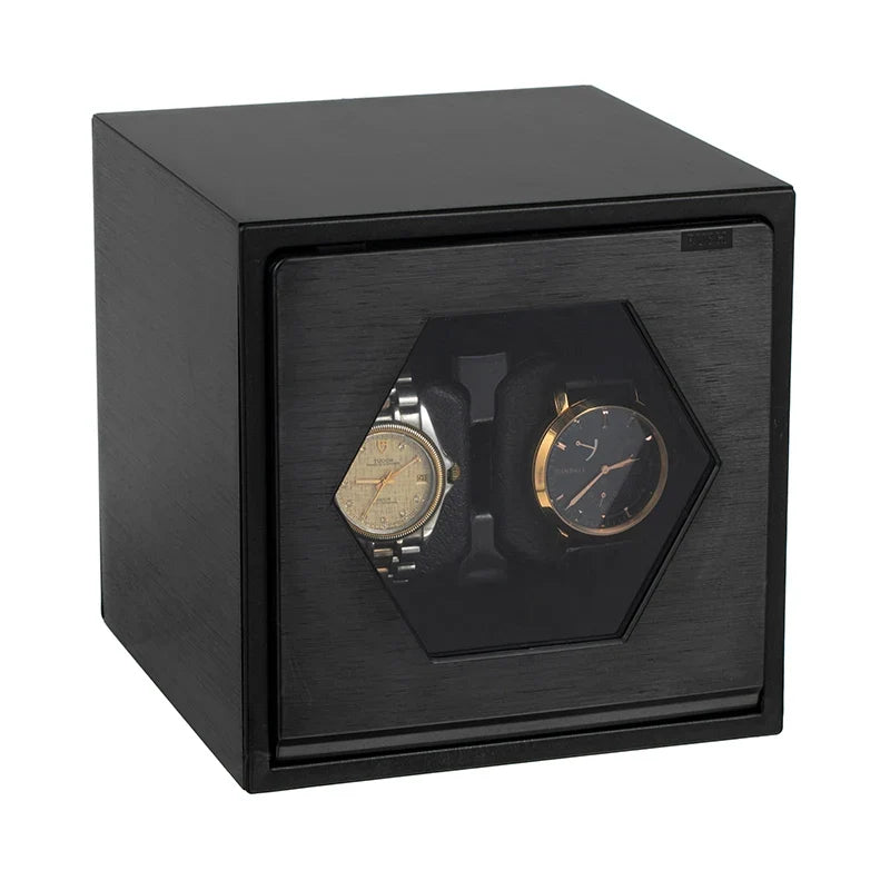 2-Watch Winder – Black Lacquer Finish, Oscillating Motion