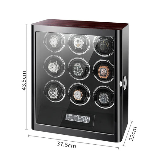 9-Watch Winder – Wood Cabinet, Fingerprint Lock