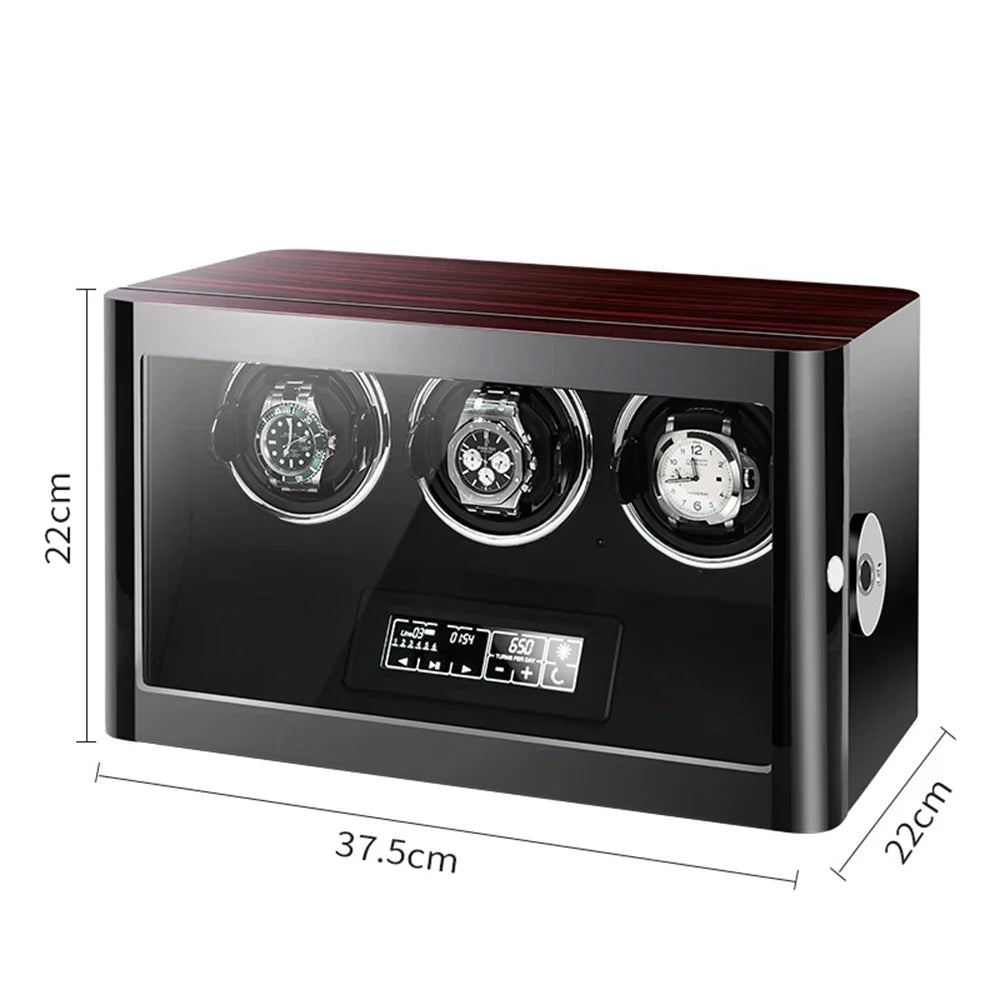 3-Watch Winder – Wood Case with Fingerprint Lock
