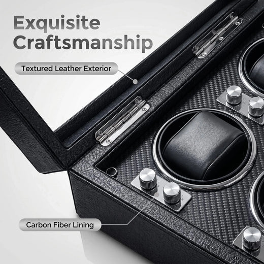 3-Watch Winder – PU Leather with Glass Door & Lock