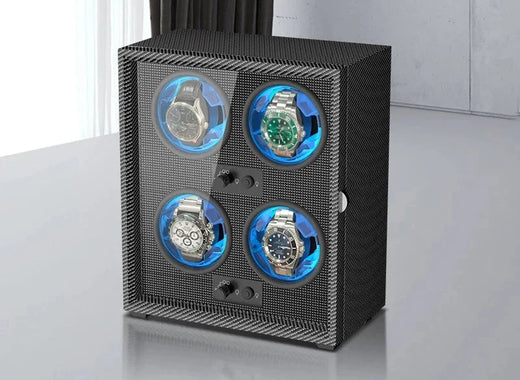 4-Watch Winder – Carbon Fiber Wood, Silent Motor