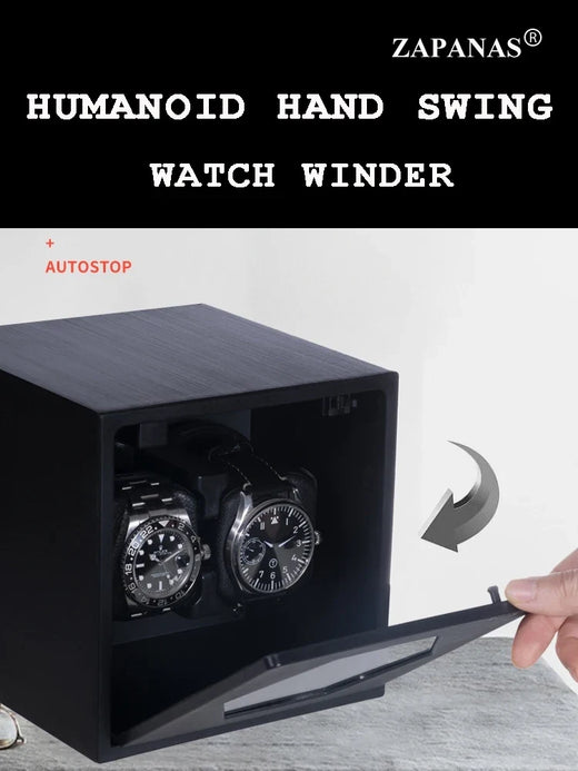 2-Watch Winder – Black Lacquer Finish, Oscillating Motion