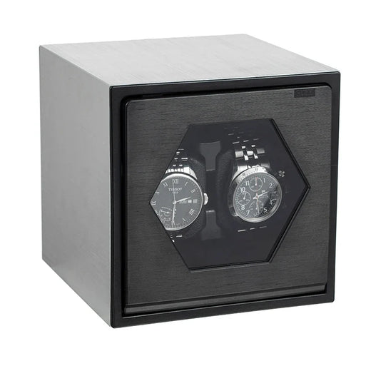 2-Watch Winder – Black Lacquer Finish, Oscillating Motion