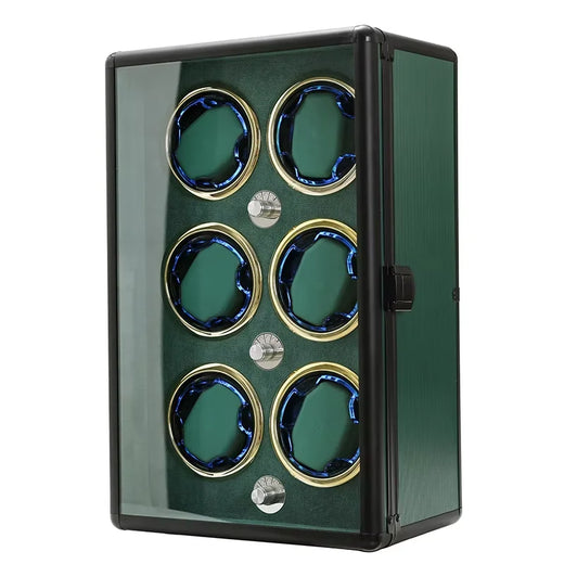 2-Watch Winder – Green Aluminum, Silent Motor & LED