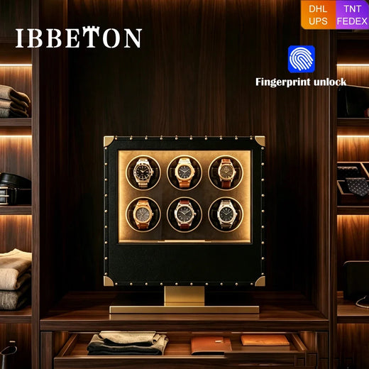 6-Watch Winder Chest – Wood, Fingerprint Lock, Touch Control