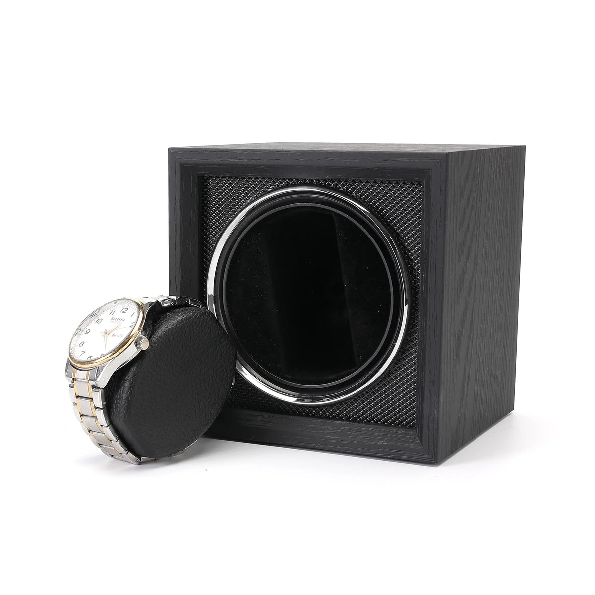 2-Watch Winder – Open Black Wood Design, Mabuchi Motor