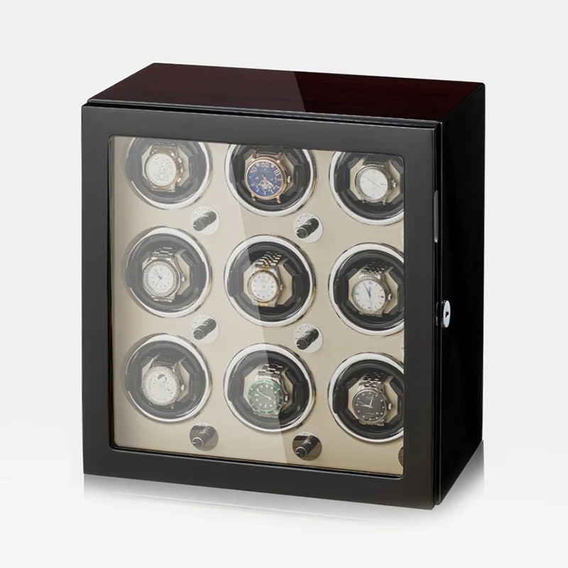 4-Watch Winder – Wood Box, Gyroscopic Rotation & LED