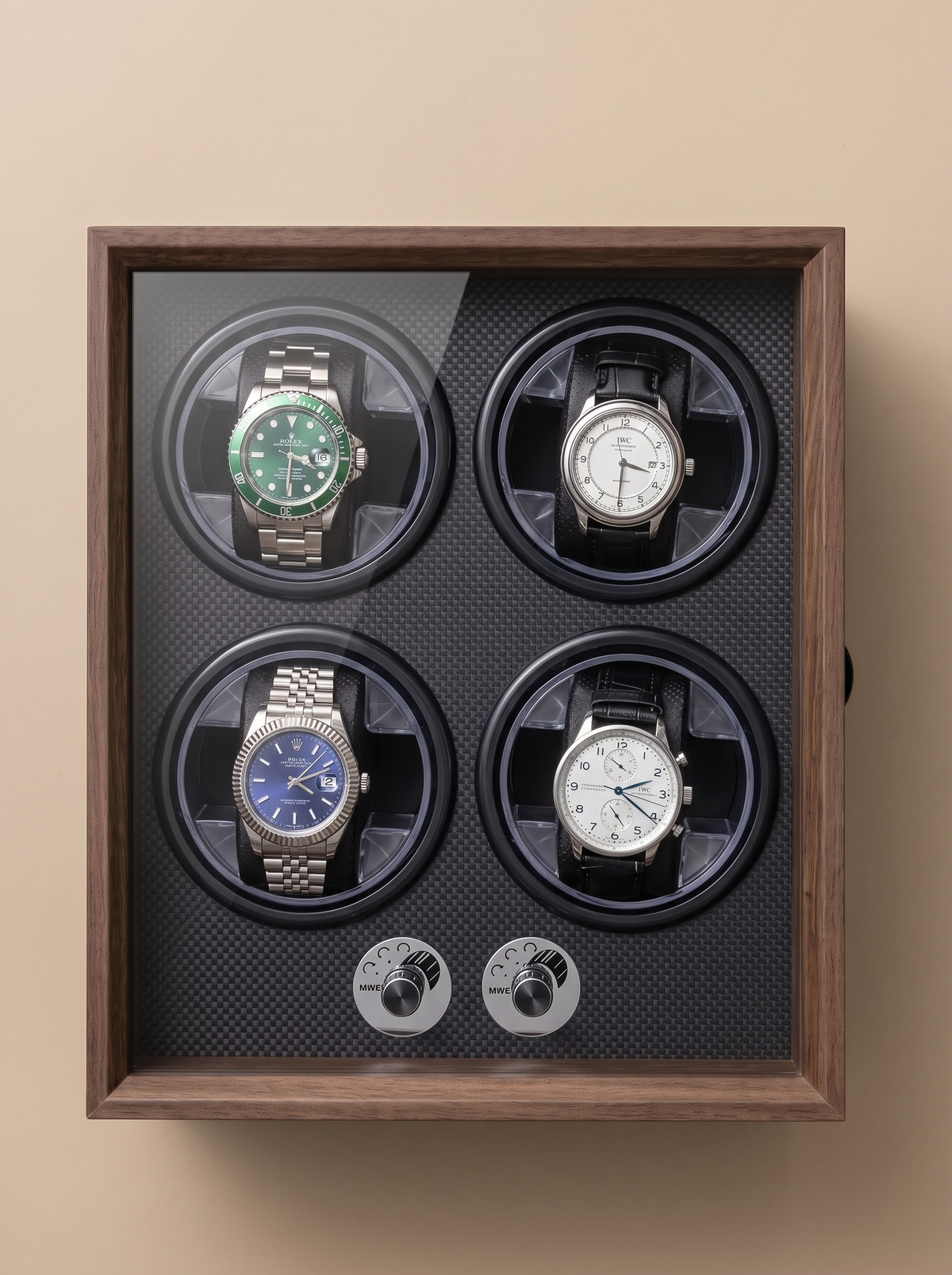 Watch Winder Cabinet – Walnut Wood, Compact Multi-Watch Storage