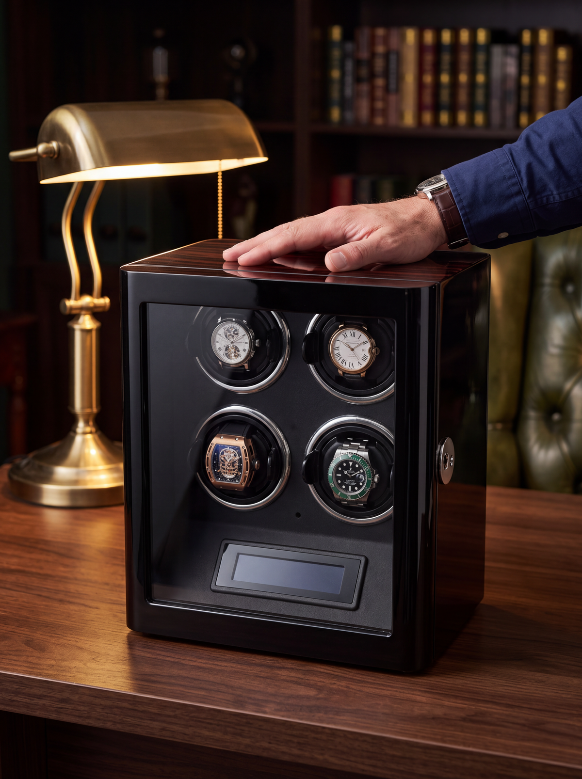 4-Watch Winder – Wood with Fingerprint Lock