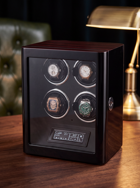 4-Watch Winder – Wood with Fingerprint Lock