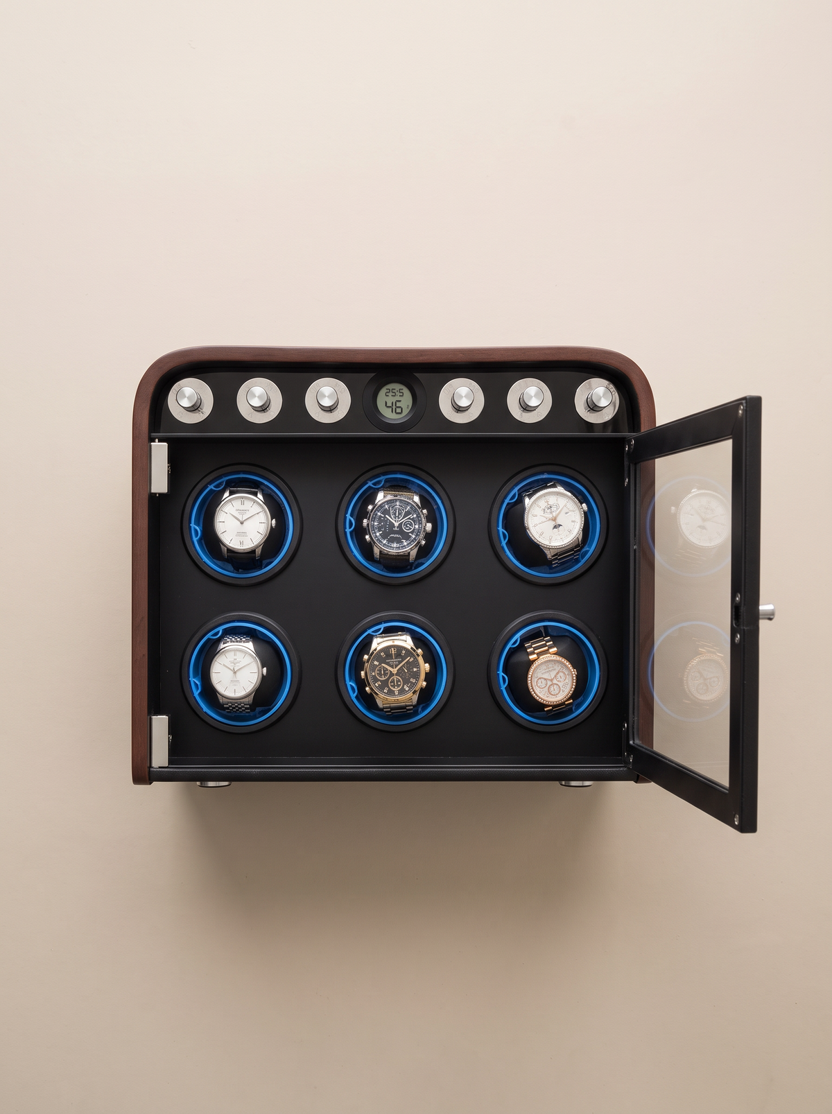 Single Watch Winder – Wood Cabinet, Silent Motor & Blue LED