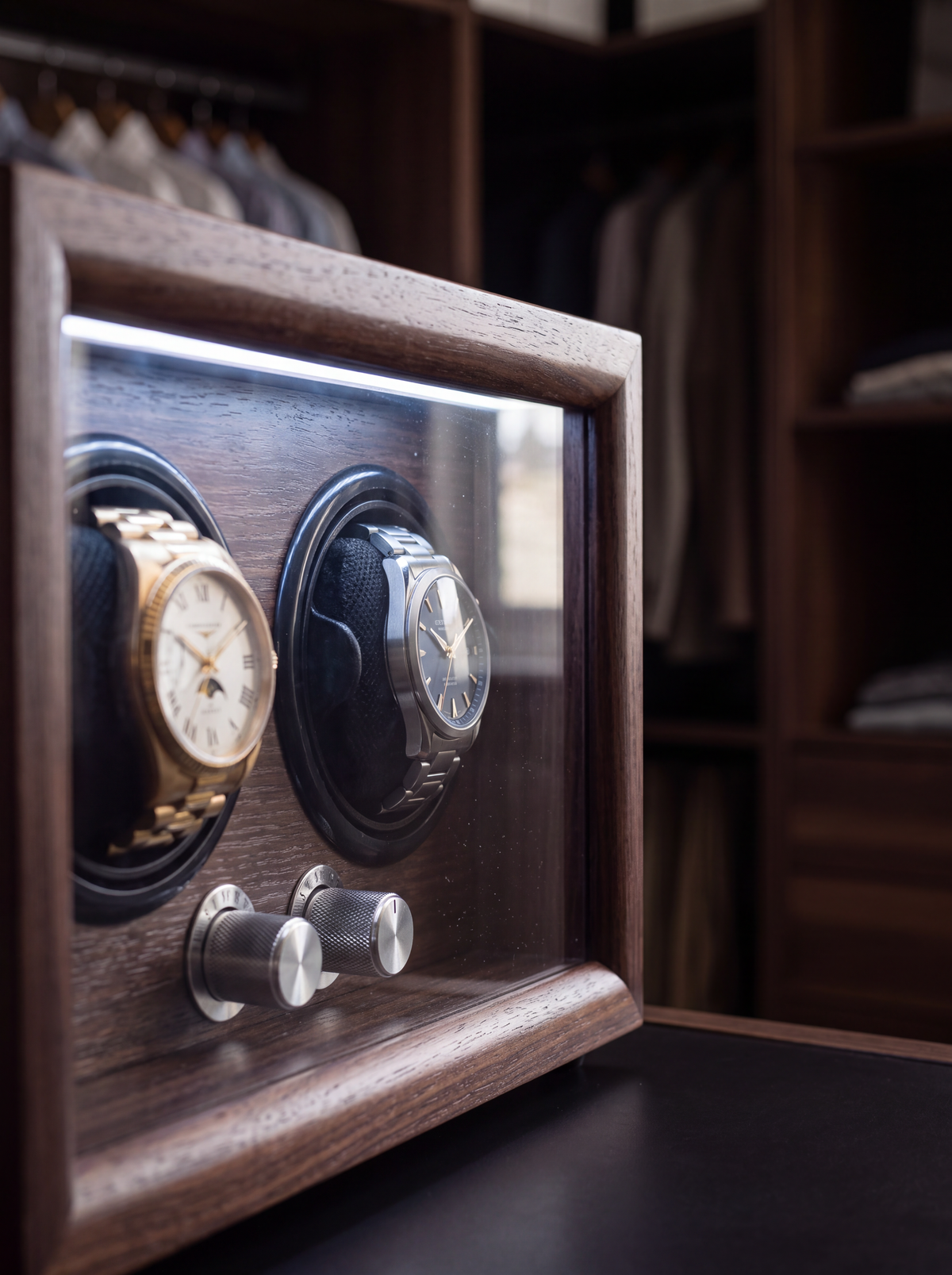 Single Watch Winder – Wood, Lid Sensor & LED Light