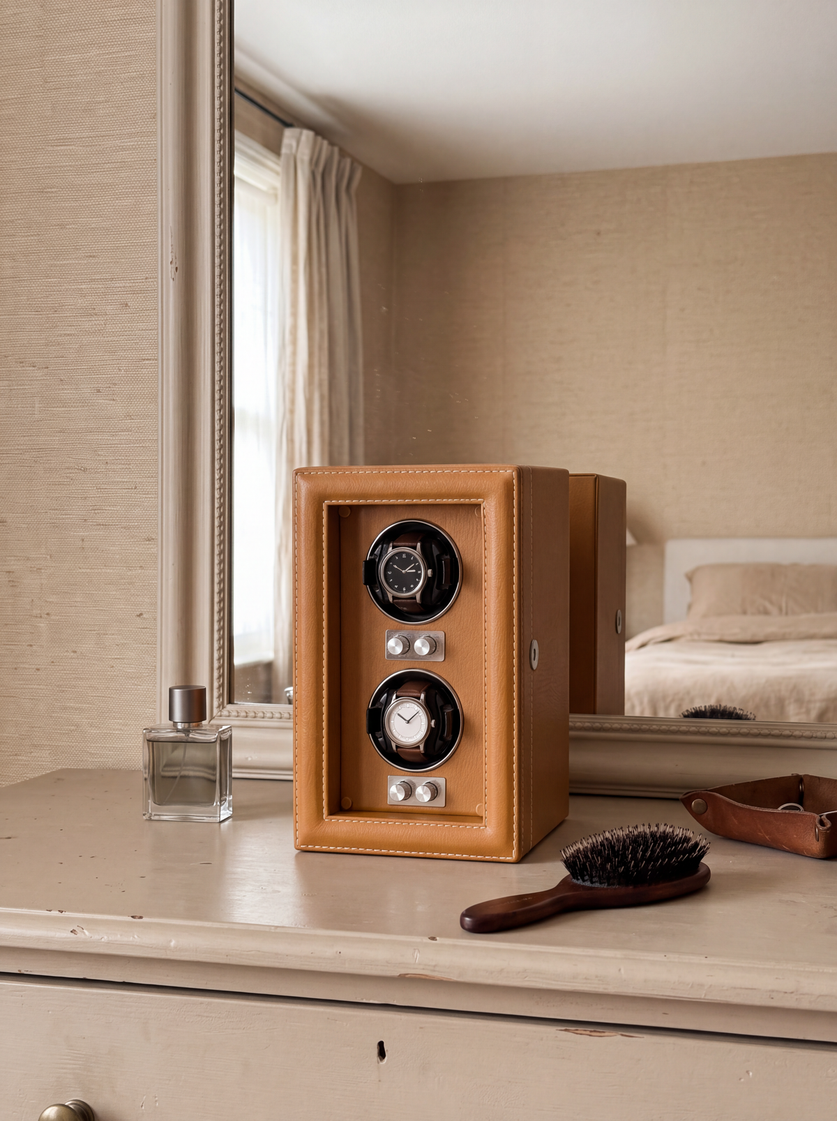 2-Watch Winder – Leather Case with Integrated Key Lock