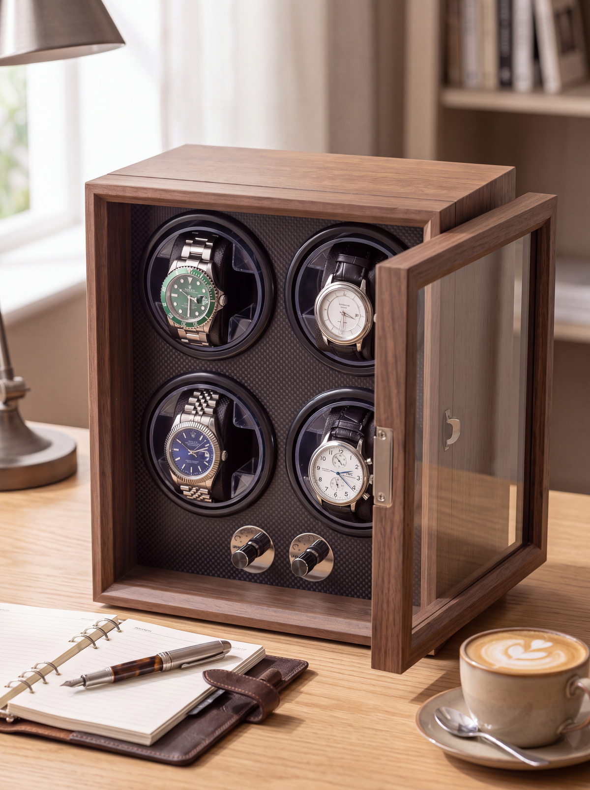 Watch Winder Cabinet – Walnut Wood, Compact Multi-Watch Storage