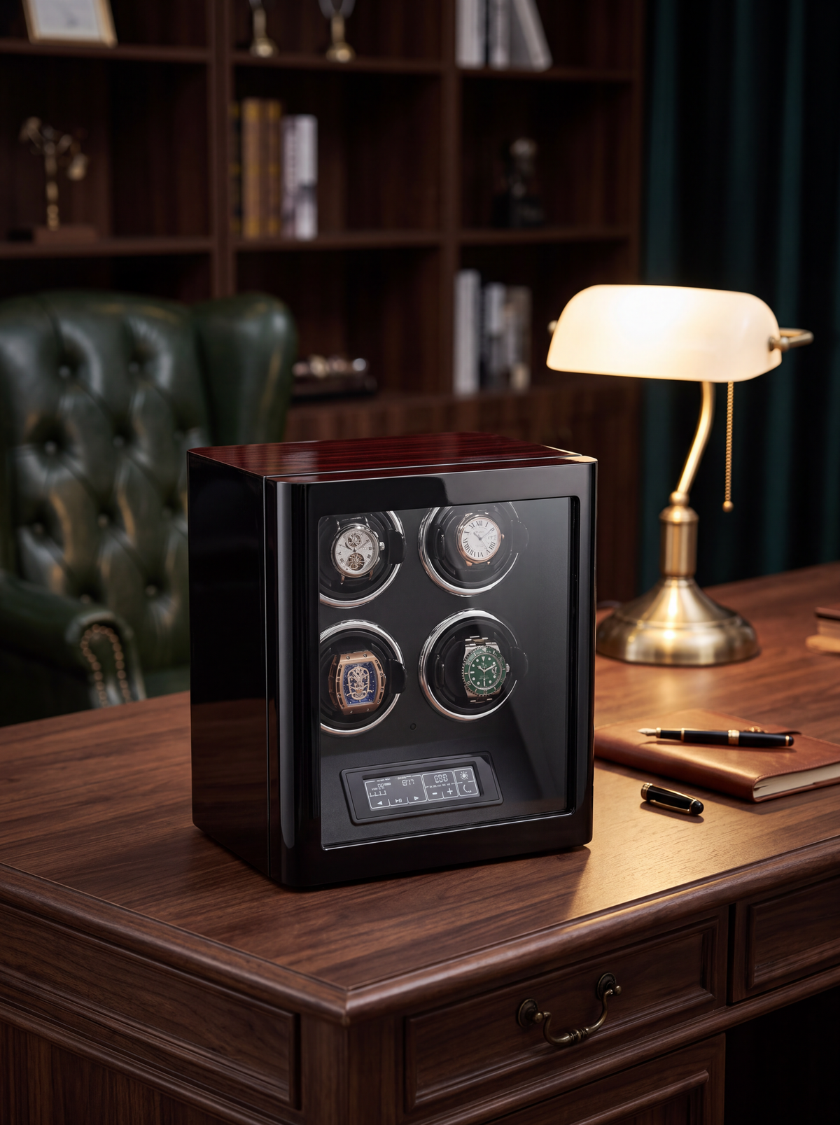 4-Watch Winder – Wood with Fingerprint Lock