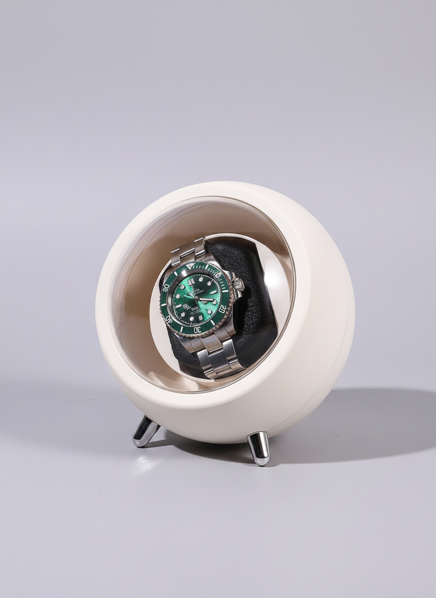 Boîte à montre automatique blanche avec montre